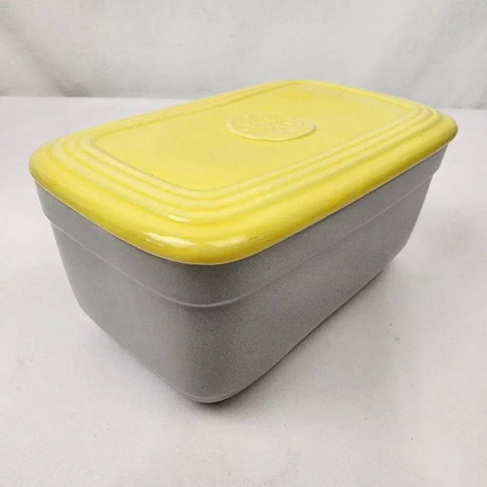 General Electric Refrigerator Covered Dish by Hall China Ohio Gray & Yellow